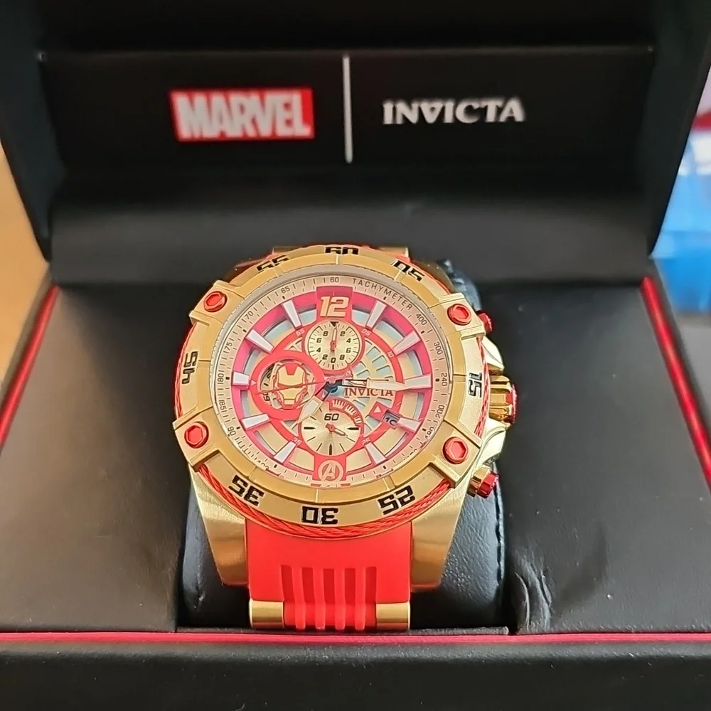 Invicta Gold and Red Tachymeter Watch Iron MAN - Picture 2 of 4